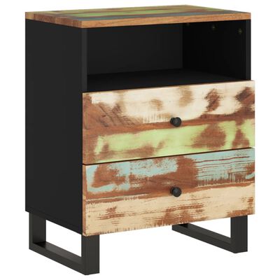 vidaXL Bedside Cabinet 19.7"x13"x24.4" Solid Wood Reclaimed&Engineered Wood