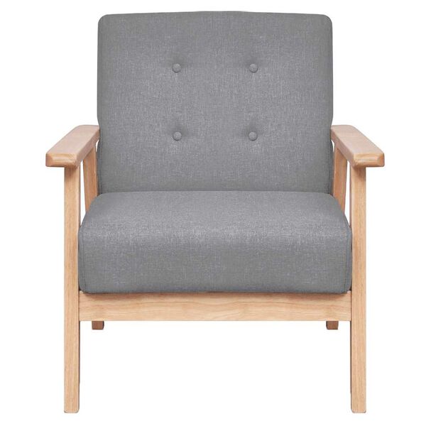 vidaXL Armchairs Light Grey Wood and Polyester Single Seater Sturdy