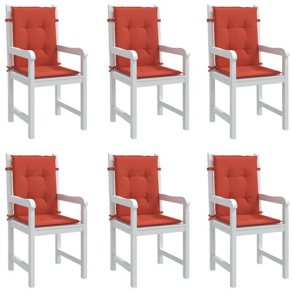 vidaXL Lowback Chair Cushion Set of 6 Melange Red 100% polyester