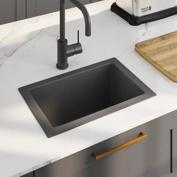 vidaXL Handmade Kitchen Sink Black Stainless Steel