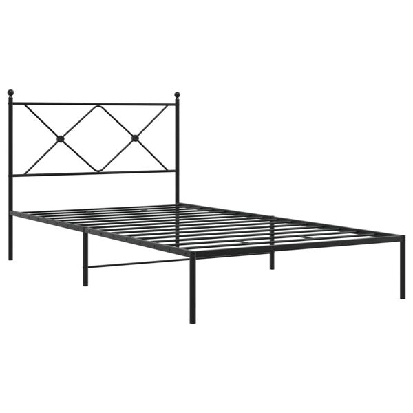 vidaXL Bed Frame Black Powder-coated steel Twin Bed Frame Rectangular
