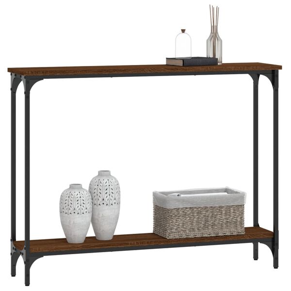 vidaXL Console Table Brown Oak Engineered wood, Metal Narrow