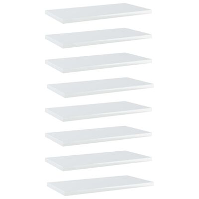 vidaXL Bookshelf Boards 8 pcs High Gloss White 15.7"x7.9"x0.6" Engineered Wood