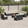 vidaXL Garden Sofa Set Black PE rattan Large Adjustable Feet