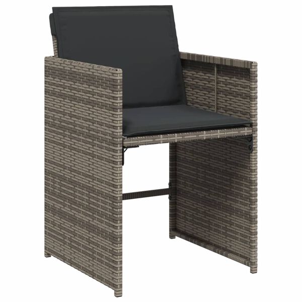 vidaXL Garden Chair Set of 4 Gray Poly Rattan Standard Foldable