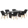 vidaXL Garden Dining Set with Cushion 7 pcs Black poly rattan