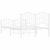 vidaXL Bed Frame White Powder-Coated Steel Small Double Bed Frame