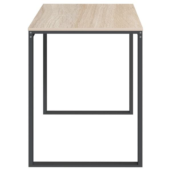 vidaXL Computer Desk Black and Oak Engineered Wood, Powder-Coated Metal