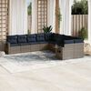 vidaXL 10 Piece Garden Sofa Set with Cushions Grey Poly Rattan