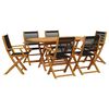 vidaXL Garden Dining Set Black and Wood Solid Acacia Wood and Polypropylene