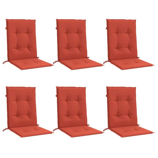 vidaXL Lowback Chair Cushion Set of 6 Melange Red 100% polyester