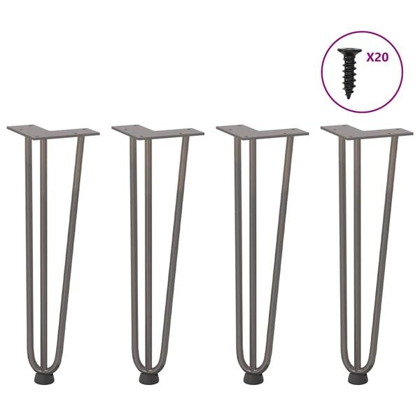vidaXL Hairpin Table Leg Natural Steel Solid Powder-Coated Steel Standard