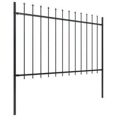 vidaXL Garden Fence with Spear Top Steel 669.3"x47.2" Black