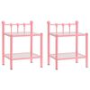 vidaXL Bedside Cabinet Set of 2 Pink and transparent