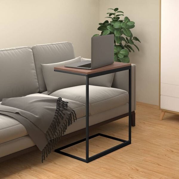 vidaXL Side Table Black Engineered wood, iron 21.7x13.8x26.0 in Durable