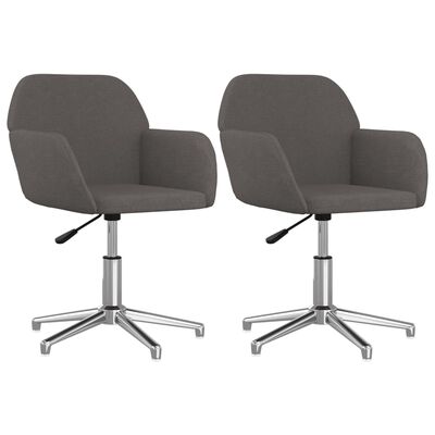 vidaXL Swivel Dining Chairs 2 pcs Dark Gray Fabric