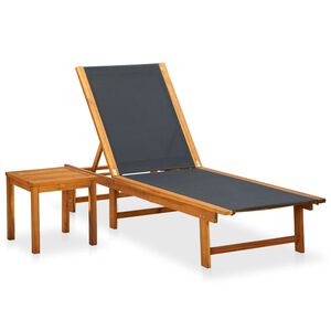 vidaXL Sun Lounger Light brown Acacia wood Large Multi-Position Backrest