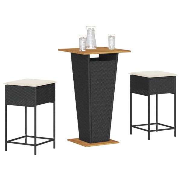 vidaXL Garden Bar Set Black, Cream White
