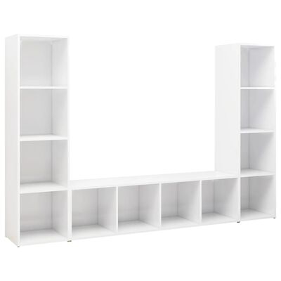 vidaXL TV Cabinets 3 pcs High Gloss White 56.1"x13.8"x14.4" Engineered Wood