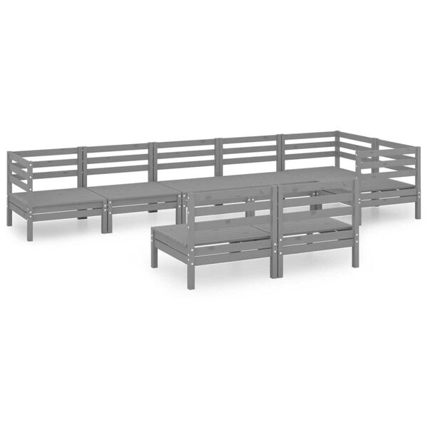 vidaXL Garden Lounge Set Gray Solid Pinewood Standard Modular
