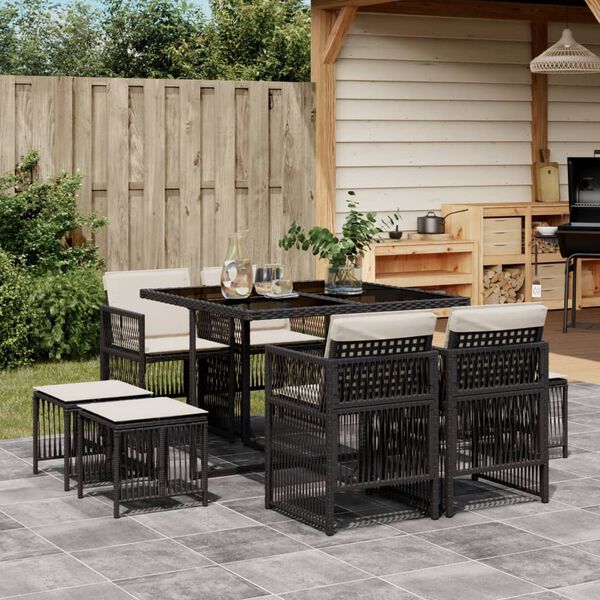 vidaXL Garden Dining Set Beige, Black