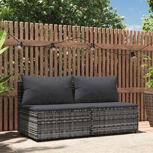 vidaXL Patio Middle Sofa Grey