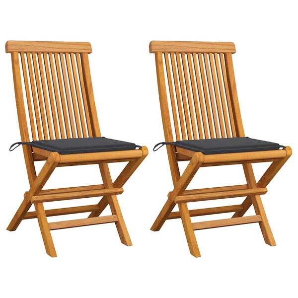 vidaXL Garden Chair Set of 2 Teak Solid Teak Wood Standard Foldable