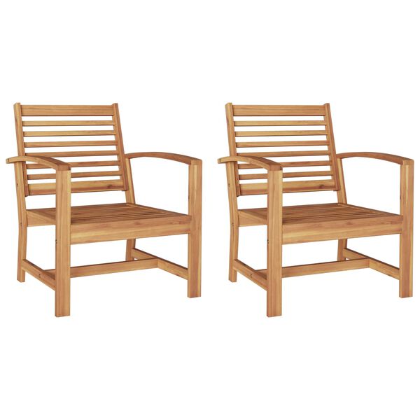 vidaXL Chair 2 pcs Brown 110 x 65 x 76.5 cm Solid Teak Wood