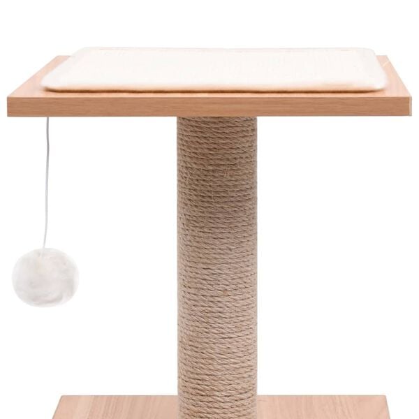 vidaXL Cat Tree Brown and White Wood, MDF, Veneer, Sisal, Jute, Faux Fur