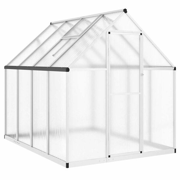 vidaXL Greenhouse Silver and Transparent Aluminum, Polycarbonate Large