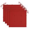 vidaXL Patio Chair Set of 4 Natural wood, Red