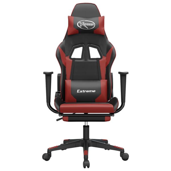 vidaXL Gaming Chair Black and Wine Red Faux leather, Metal, Plywood Medium