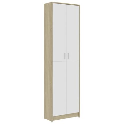 vidaXL Hallway Wardrobe White and Sonoma Oak 21.7"x9.8"x74.4" Engineered Wood