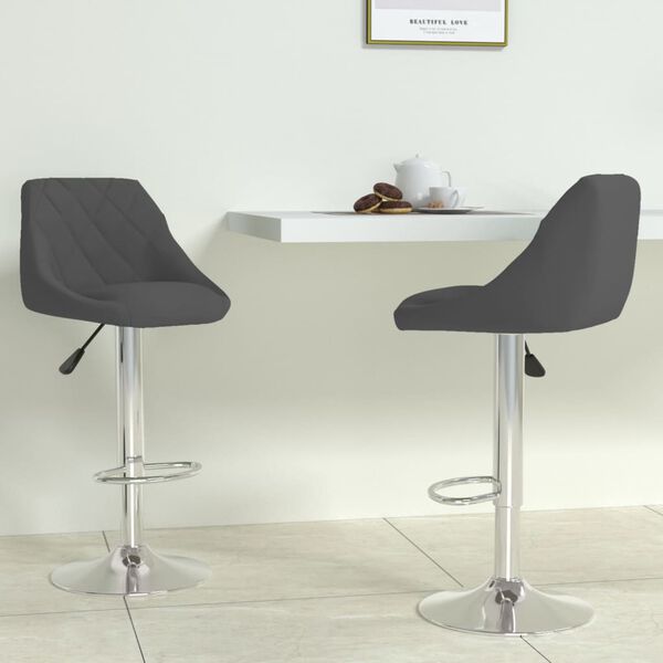 vidaXL Bar Stool Set of 2 Dark Grey Velvet (100% polyester), chromed steel