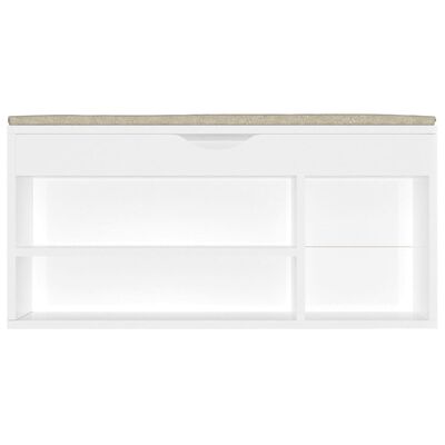 vidaXL Shoe Bench with Cushion High Gloss White 40.9"x11.8"x19.3" Engineered Wood