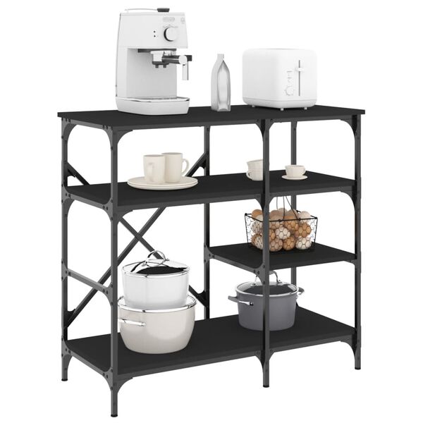 vidaXL Baker's Rack Black 35.4"x15.7"x33.1" Engineered Wood and Metal