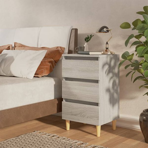 vidaXL Bed Cabinet Set of 2 Grey Sonoma