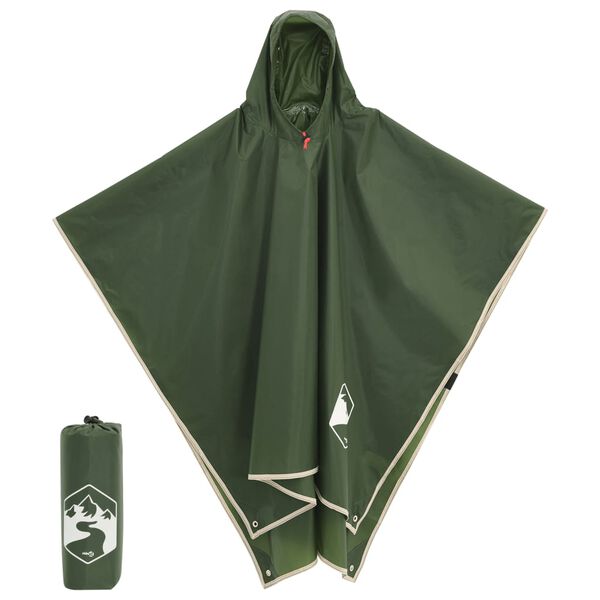 vidaXL Rain Poncho with Hood 2-in-1 Design Green 87.8"x57.1"