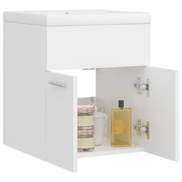 vidaXL Sink Cabinet With Basin White Engineered Wood Sink Cabinet