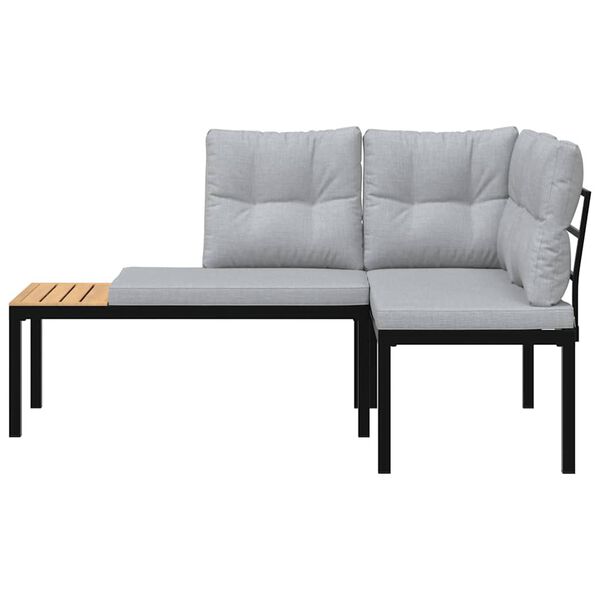 vidaXL Garden Bench Set of 2 Black Powder-coated steel 68.1 in Modular