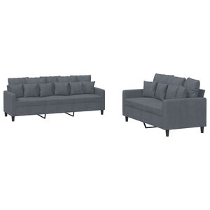 vidaXL Sofa Set Dark Grey Velvet (100% polyester), metal, textilene, plywood