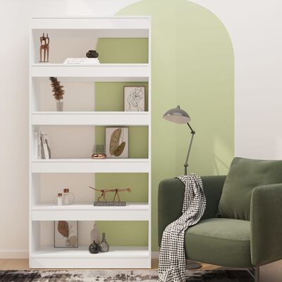 vidaXL Book Cabinet/Room Divider White 31.5"x11.8"x65.4" Engineered Wood