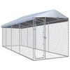 vidaXL Dog Kennel Silver Galvanized Steel Large Outdoor Dog Kennel