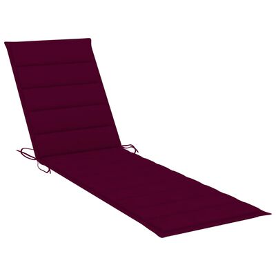 vidaXL Sun Lounger with Wine Red Cushion Solid Teak Wood