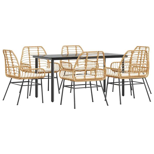vidaXL Outdoor Dining Set Brown, Cream White