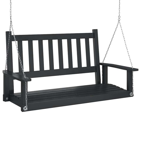 vidaXL Garden Swing Bench Black Solid fir wood, galvanized iron Standard