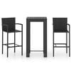 vidaXL Garden Bar Set Black PE rattan, Powder-Coated Steel Standard