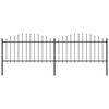 vidaXL Garden Fence with Spear Top Steel 141.3"x59.1" Black