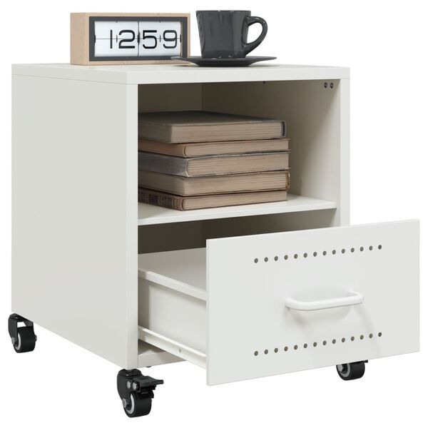 vidaXL Bedside Cabinet White Cold-rolled steel Bedside Cabinet