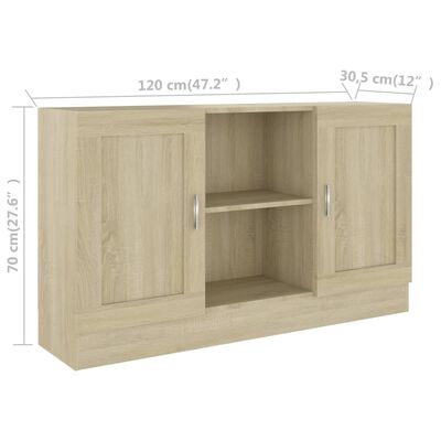 vidaXL Sideboard Sonoma Oak 47.2"x12"x27.6" Engineered Wood